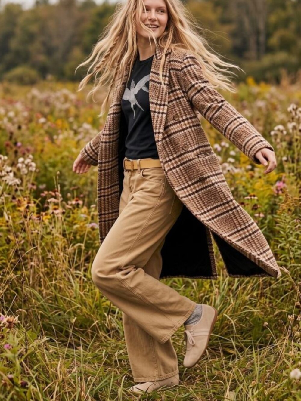 new FREE PEOPLE ADORE ME plaid menswear jacket